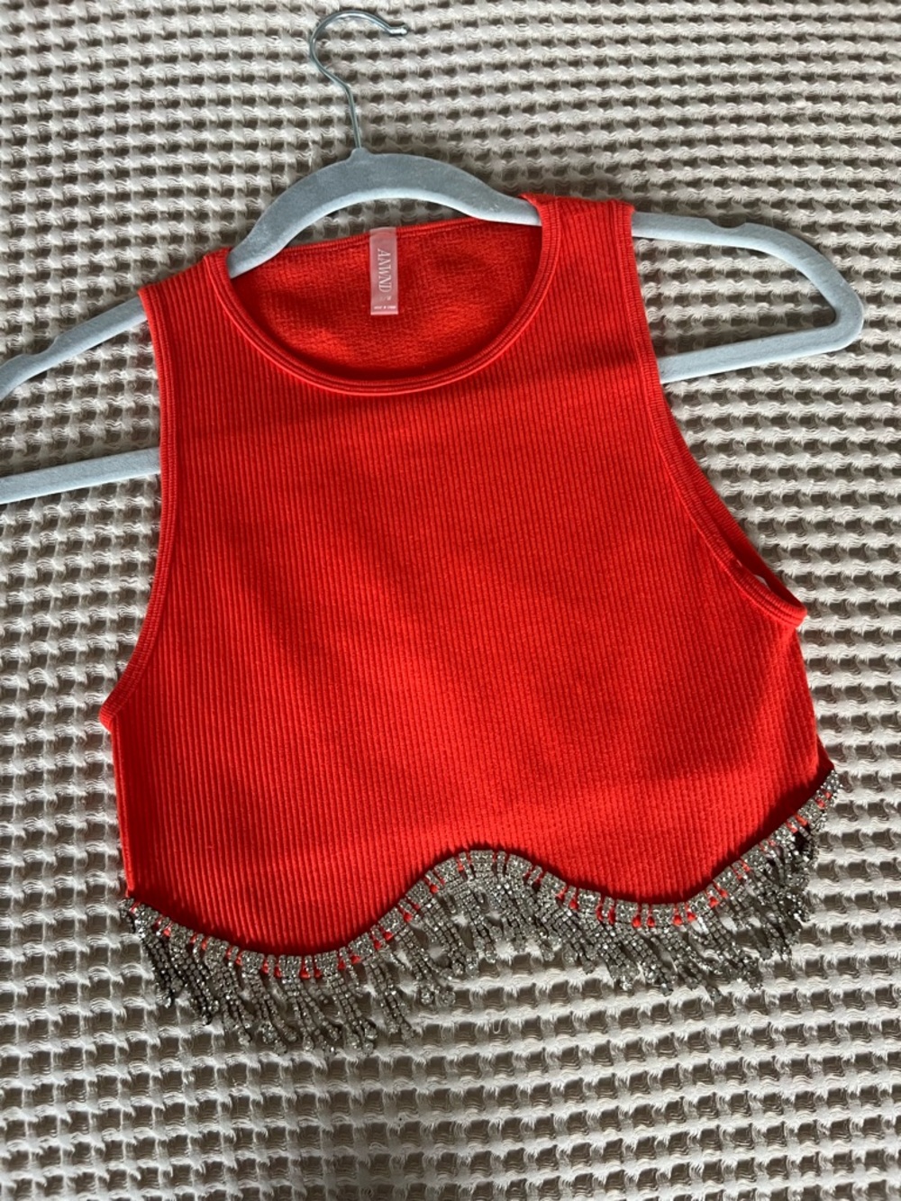 Red Beaded Fringe Crop Top - Accessories
